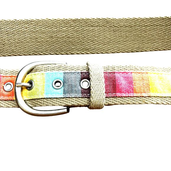 Aeropostale colorful patchwork tan woven fabric ladies belt Size M - Picture 6 of 6